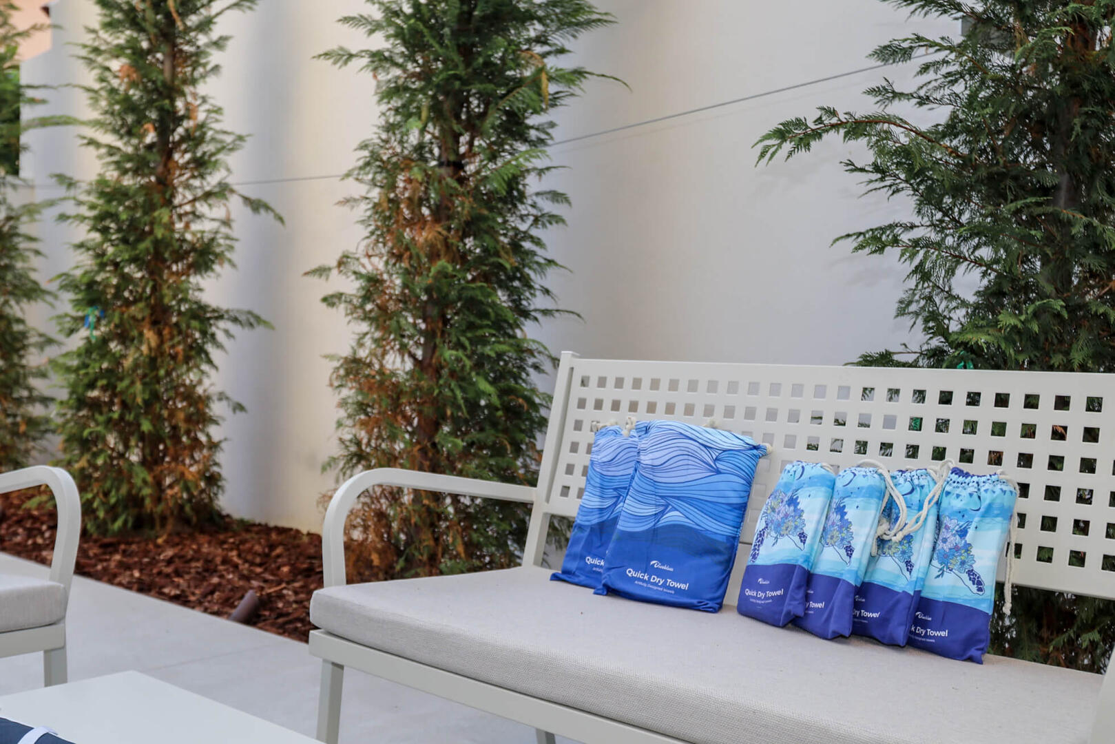 Spacious courtyard/terrace with seats and sunbeds for your pleasure